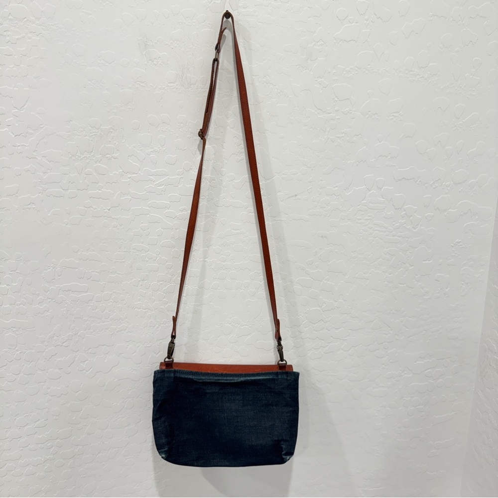 R. Riveter Brown Leather Purse Denim Casual Everyday Western Rodeo Cowgirl - Picture 5 of 8